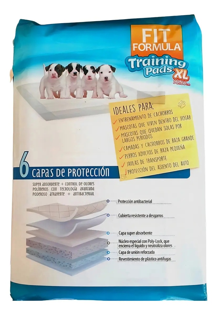 Pads Entrenamiento Perros Fit Formula 90x60cm Antibacterial 30u