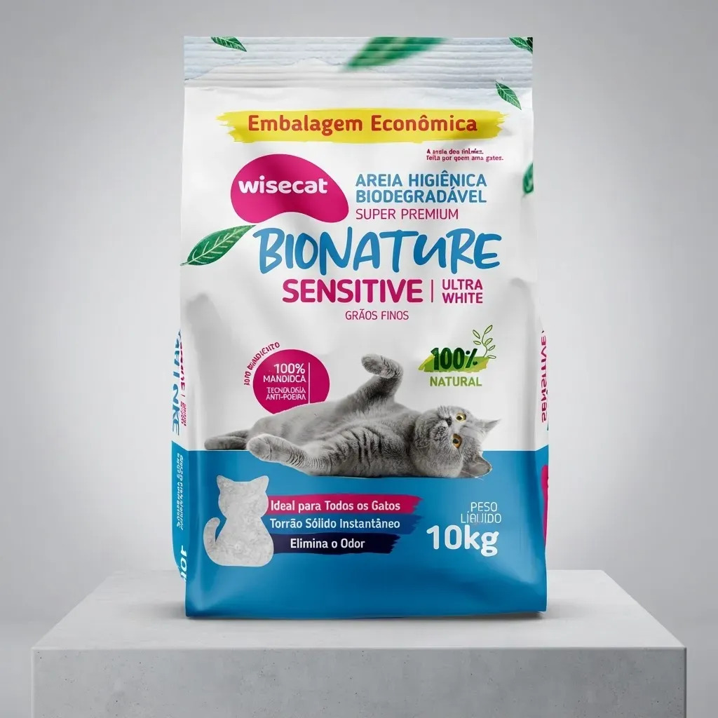 Arena Gato Wisecat Bionature Sensitive Aglomerante 10kg