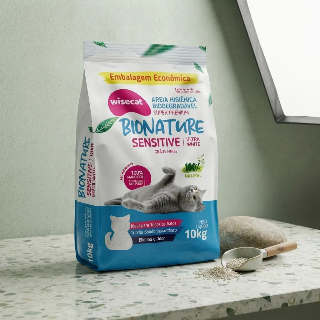 Arena Gato Wisecat Bionature Sensitive Aglomerante 10kg