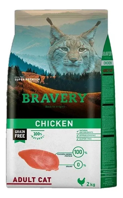 Alimento Bravery Cat Adult Chicken 2kg