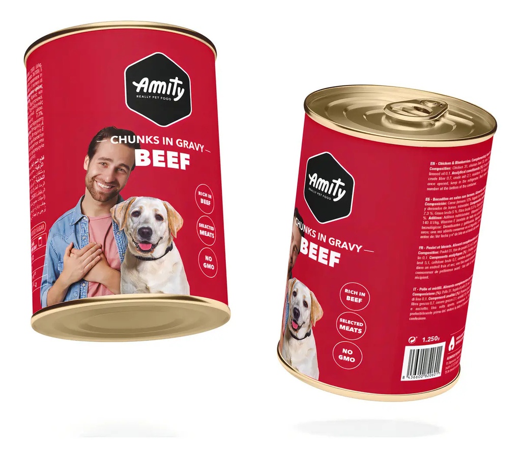 Lata Amity Beef 1250 G - Alimento Humedo Perro