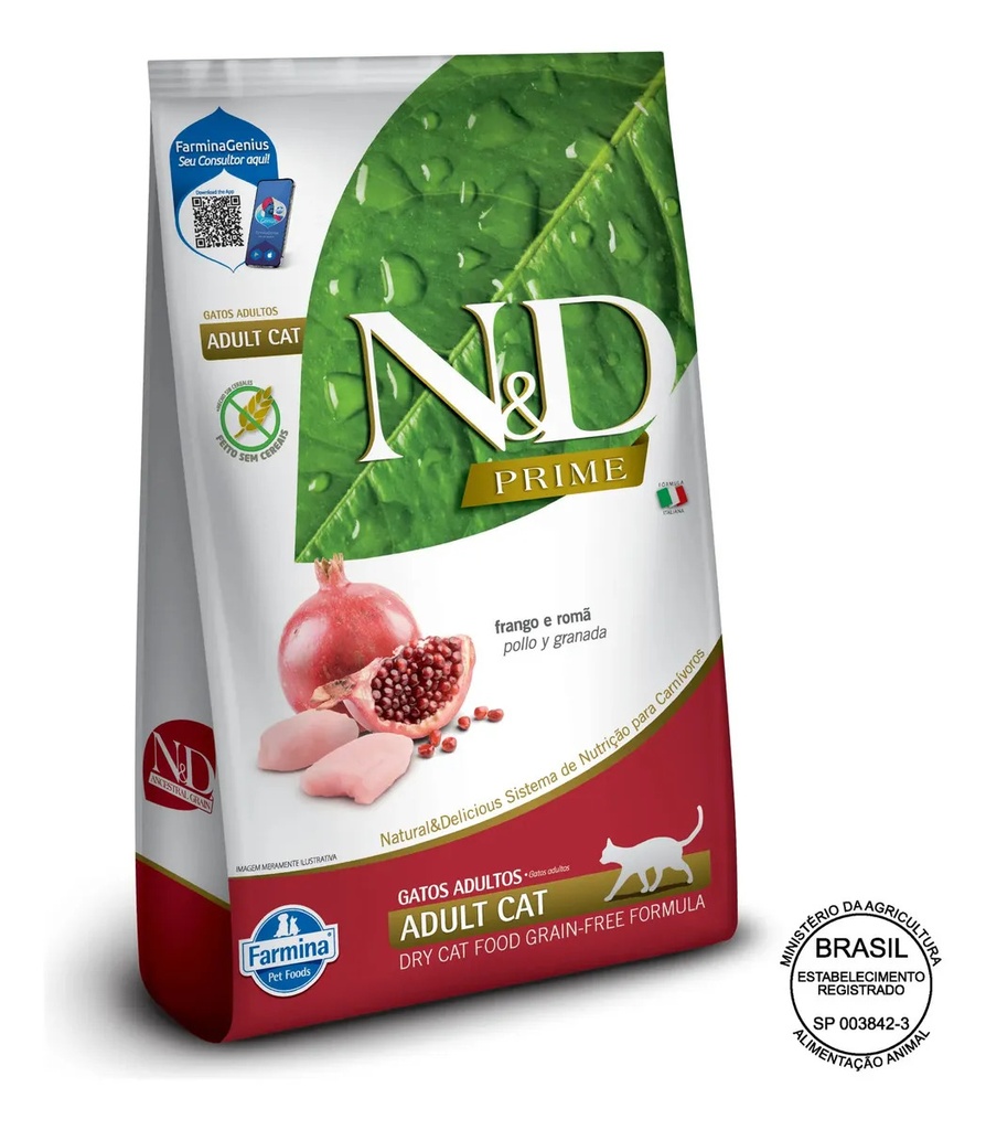 N&d Prime Pollo Granada Gato Adulto Saco 7,5kg