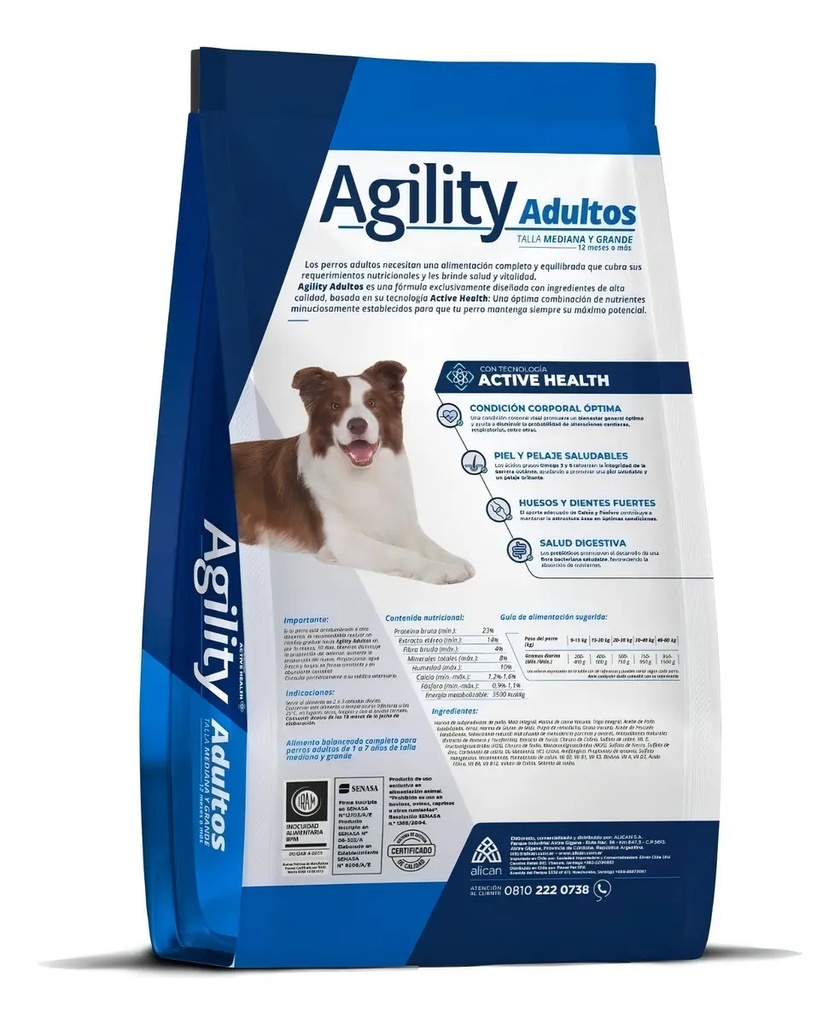 Alimento Seco Agility Active Health Para Perro Adulto Mediano Y Grande De 20 Kg