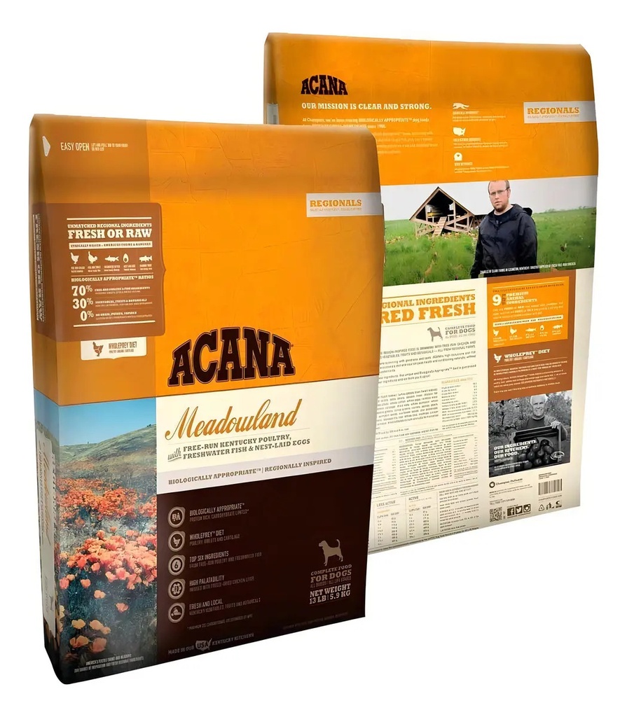 Alimento Perro Acana Dog Meadowland 11kg. Super Premium