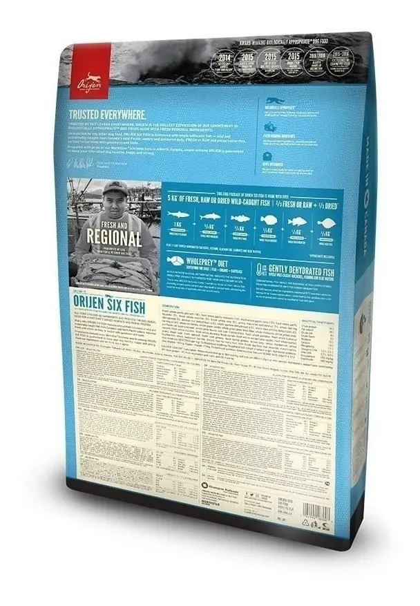 Alimento Orijen Six Fish Para Perro Todas Las Edades Los Tamaños Sabor Pescado En Bolsa De 5.9kg