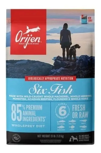 Alimento Orijen Six Fish Para Perro Todas Las Edades Los Tamaños Sabor Pescado En Bolsa De 5.9kg