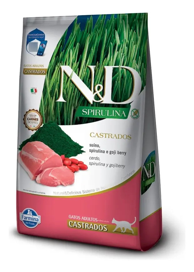 Alimento Seco N&d Spirulina Para Gato Adulto Castrado Cerdo 7kg