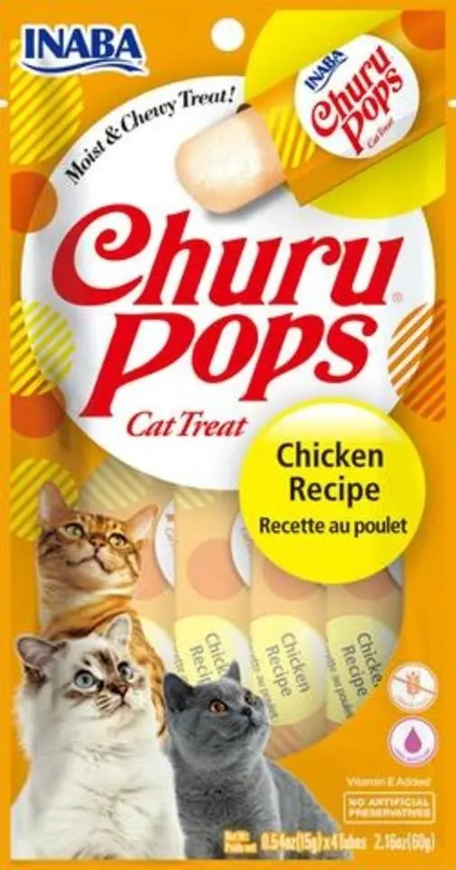 Inaba Ciao Churu Pops Pollo - Snack Premio Gato - 4 Tubos