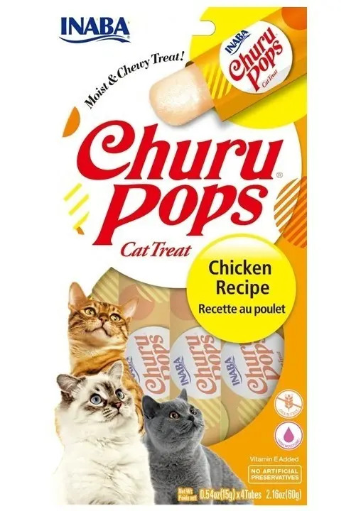 Inaba Ciao Churu Pops Pollo - Snack Premio Gato - 4 Tubos