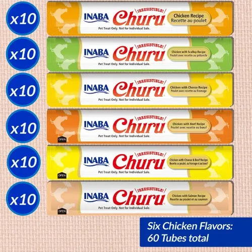 Inaba Churu Snack Gato Mix Sabor Pollo, 60 Tubitos