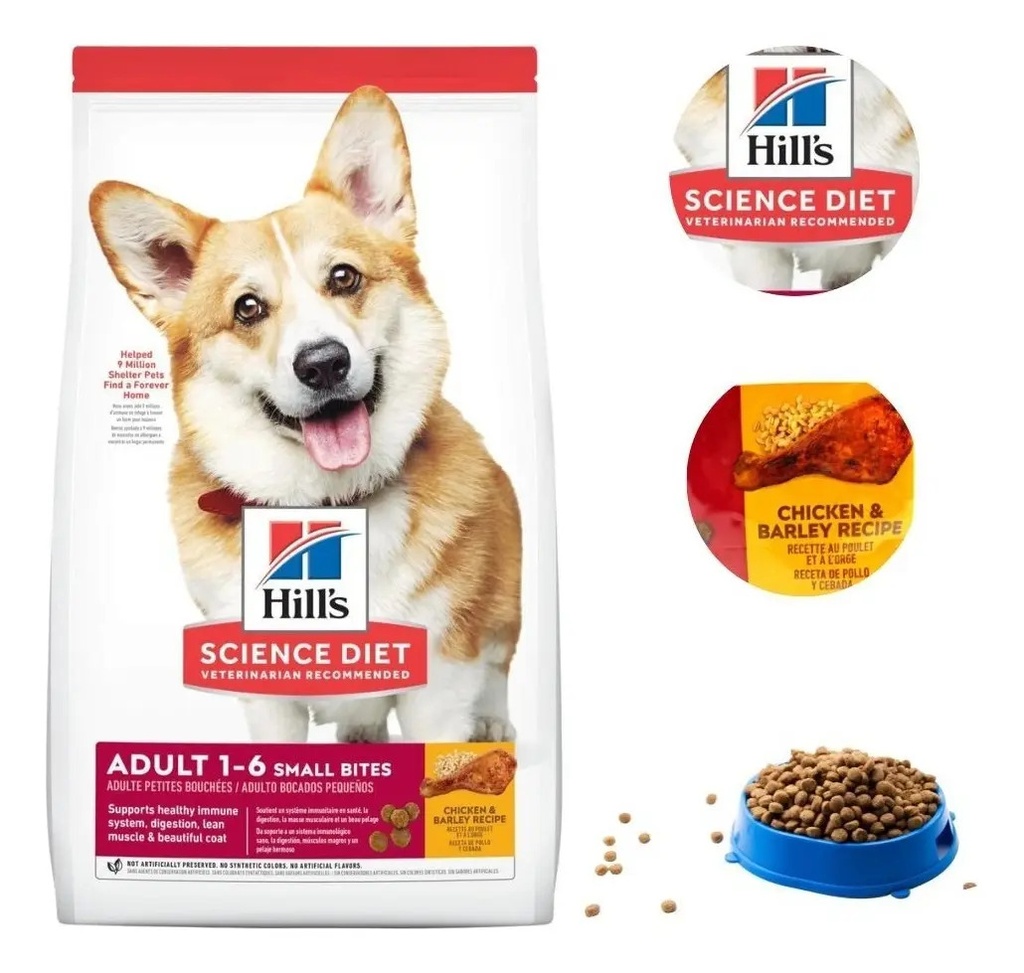 Alimento Hill's Science Diet Small Bites Para Perro Adulto De Raza Pequeña Sabor Pollo Y Cebada En Bolsa De 6.8 Kg