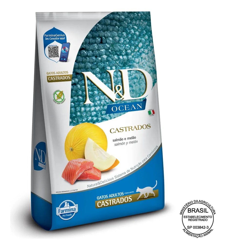 N&d Ocean Gato Adulto Castrado Salmon Saco 1,5kg