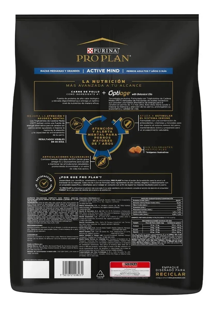 Alimento Pro Plan Optiage Active Mind Razas Pequeñas Para Perro Senior De Raza Mediana Y Grande Sabor Pollo Y Arroz De 13 Kg