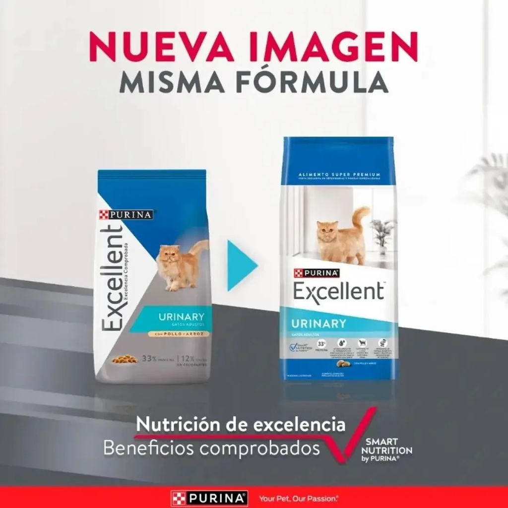 Alimento Excellent Urinary Para Gatos Para Gato Adulto Todos Los Tamaños Sabor Pollo Y Arroz