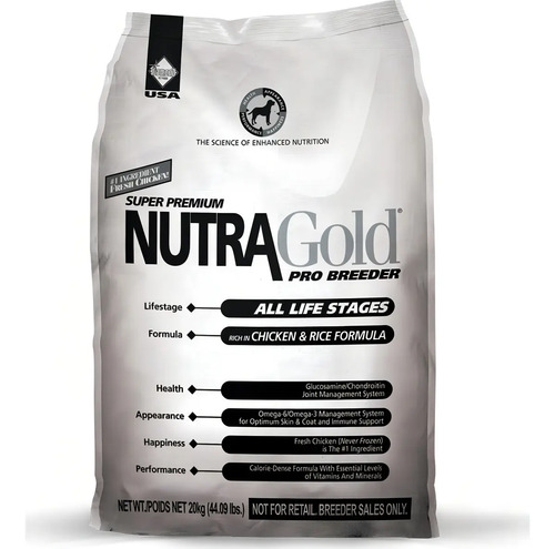Nutragold Pro Breeder Alimento Seco Para Perros Pollo Y Arroz 20kg