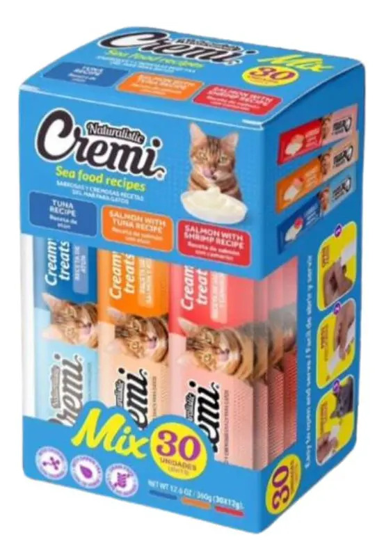 Caja De Snack Para Gatos Salmon Atun Y Camaron Cremi Naturalistic