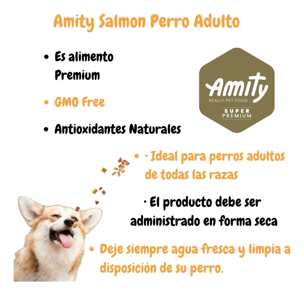 Alimento Perro Adulto Amity Low Grain Salmón 14 Kg.