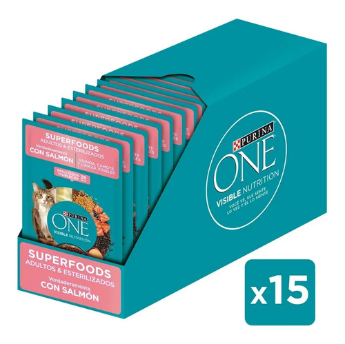PURINA ONE superfoods salmón gatos adultos y esterilizados