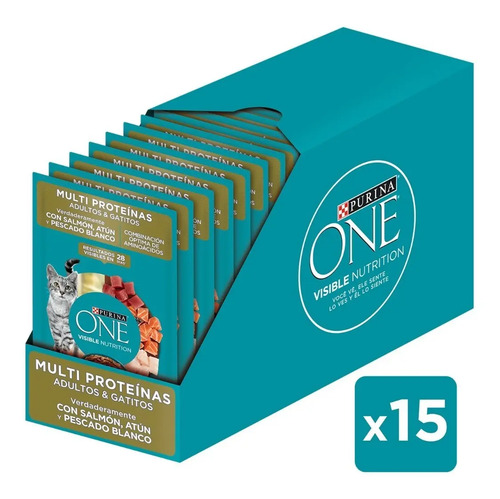 PURINA ONE multi proteínas gatos y gatitos de salmón, atún y pescado