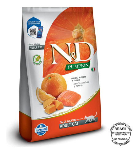 N&D Pumpkin Feline Adult - Salmon, Calabaza Y Naranja
