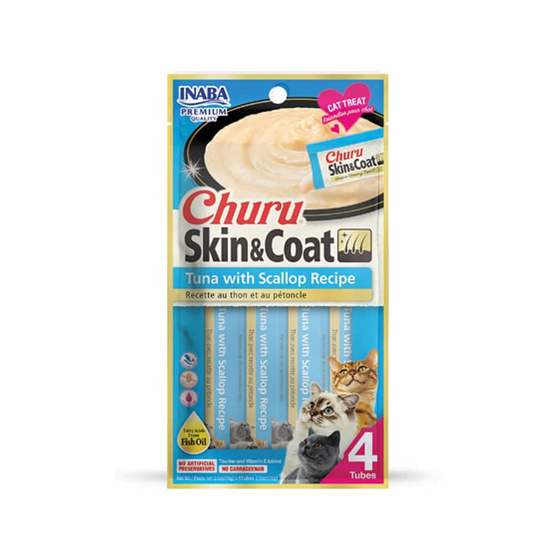 INABA Churu™ Skin & Coat Tuna And Scallop - 4 Pk