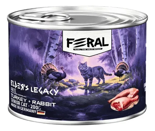 Feral Lata Gato Senior Pavo Con Conejo 200 Gr