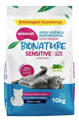 Arena Gato Wisecat Bionature Sensitive Aglomerante 10kg