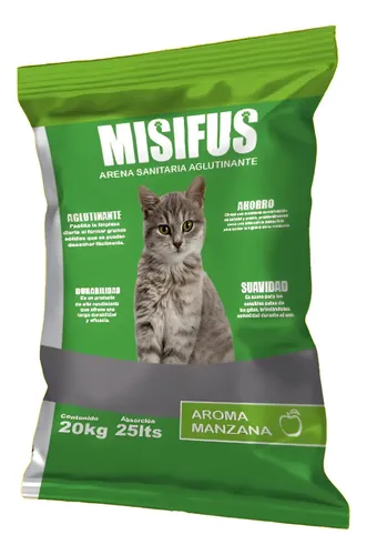 Arena Sanitaria Aglutinante Misifus 20kg Manzana