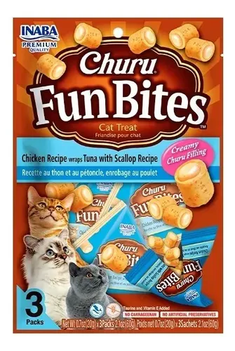 Snack Gatos Inaba Churu Fun Bites Atún Con Ostiones 36gr