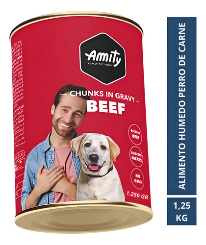 Lata Amity Beef 1250 G - Alimento Humedo Perro