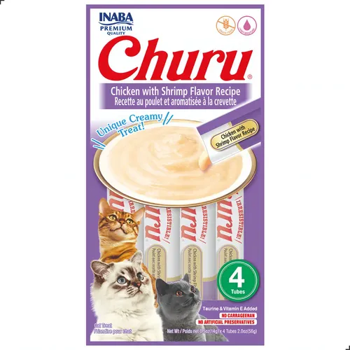 Churu Pollo Camarón Gato Snack Húmedo 4 Tubos De 14g Inaba