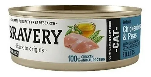 Bravery Alimento Húmedo Gatos - Pollo Y Arvejas Lata 70 G