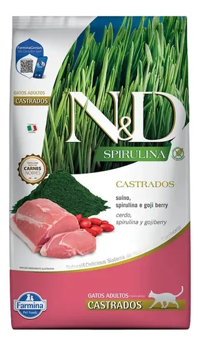 Alimento Seco Gato Adulto Castrado Farmina N&d Spirulina Cerdo Goji 1.5kg