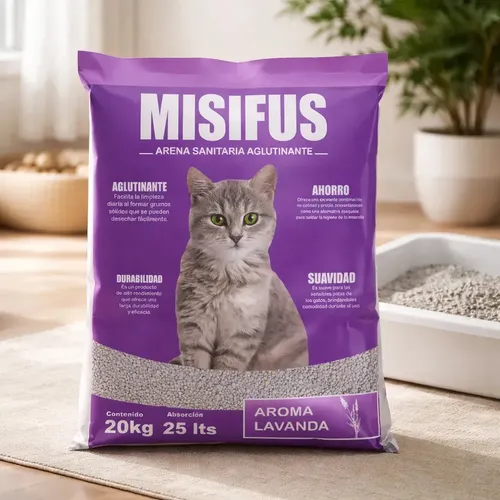 Arena Sanitaria Aglutinante Misifus 20kg Lavanda