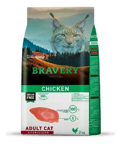 Bravery Super Premium Gato Adulto, Pollo, 7kg, Envío Gratis!