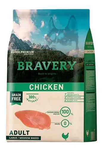 Alimento Bravery Pollo Super Premium Perro Adulto 12kg
