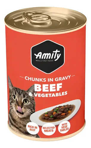 Amity Chunks Beef And Vegetable Adult Cat Wet Food 415 Gr