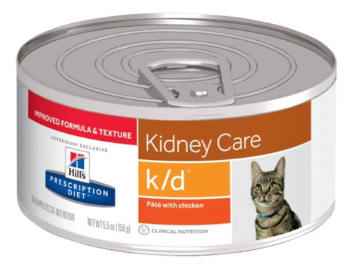 Alimento Hill's Prescription Diet Kidney Care Feline Para Gato Adulto Sabor Paté Con Pollo En Lata De 156 G