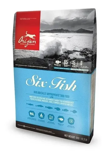Alimento Orijen Six Fish Para Perro Todas Las Edades Los Tamaños Sabor Pescado En Bolsa De 5.9kg