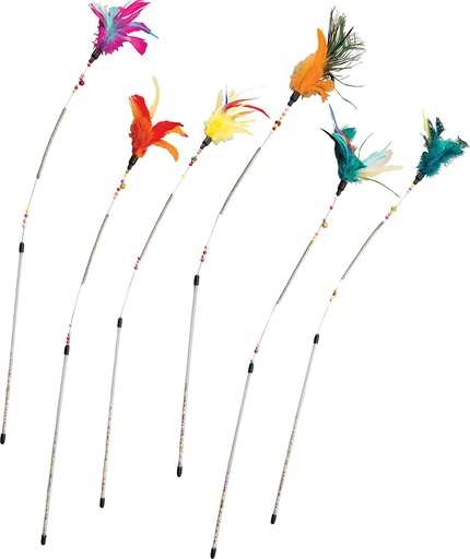 [077234520642] SPOT Cat Toy Varilla Plumas y Perlas